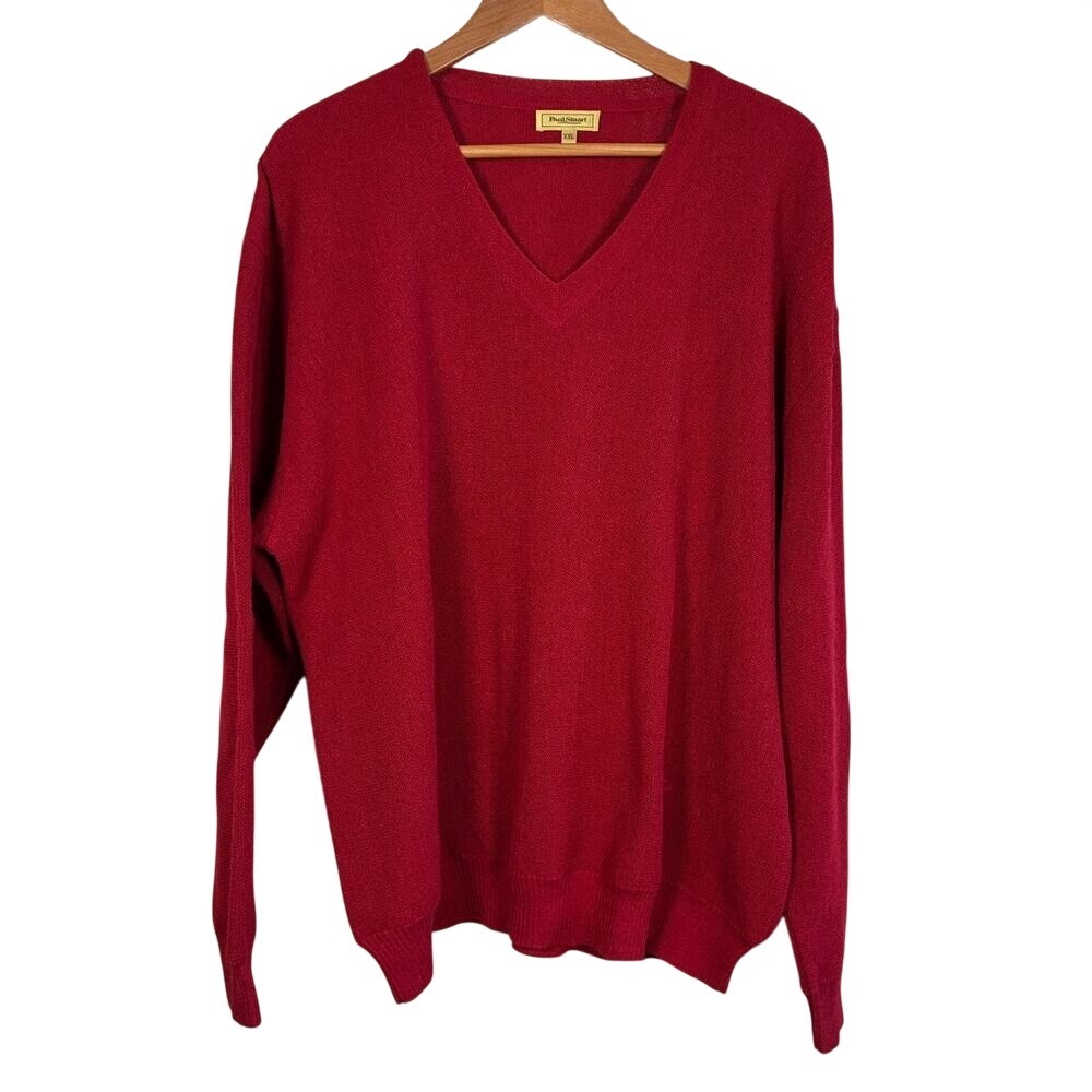 PAUL STUART sweater Mens Red XXL Alpaca Quiet Luxury Old Money Preppy Classic